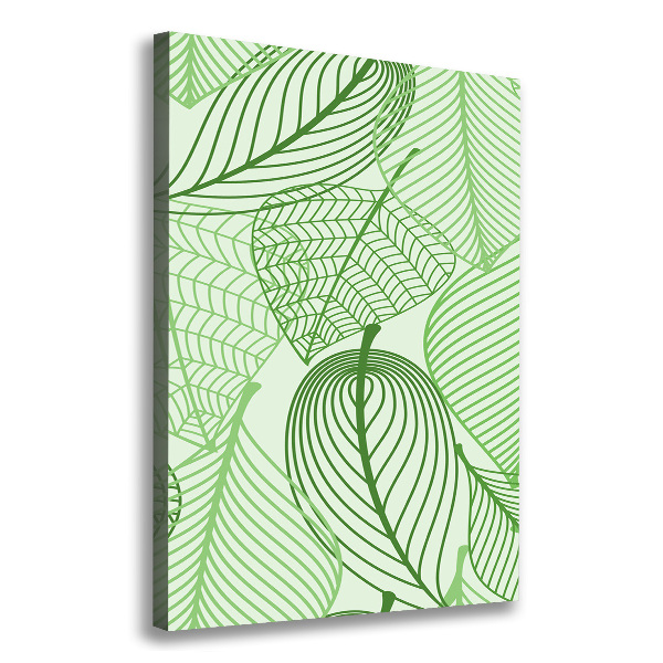 Cuadro moderno en lienzo resistente uv vertical hojas verdes