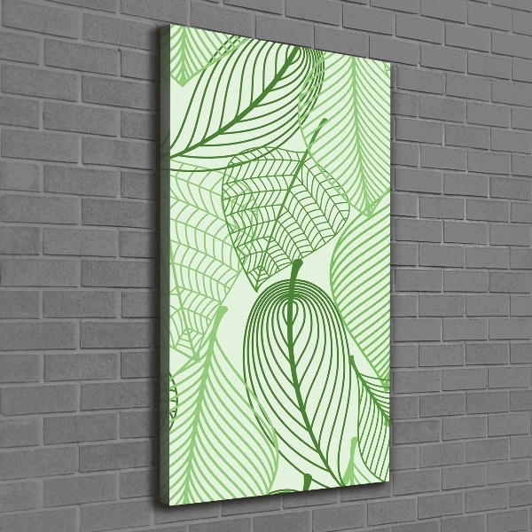 Cuadro moderno en lienzo resistente uv vertical hojas verdes