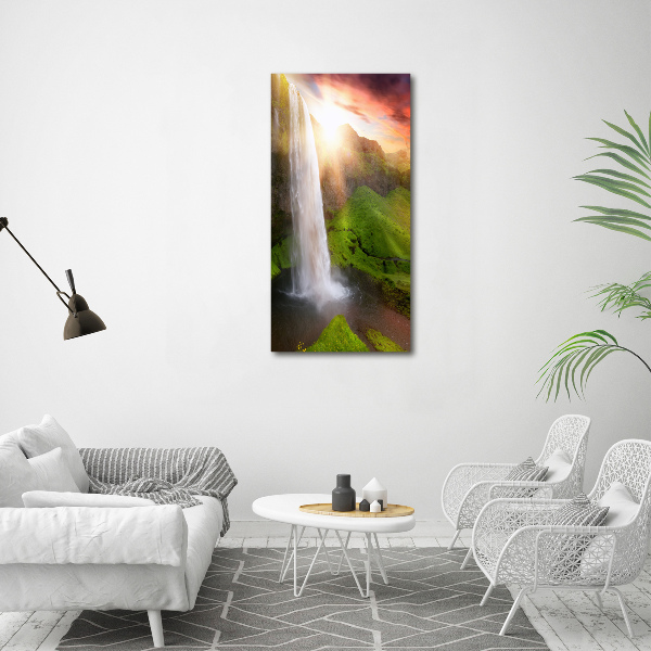 Cuadro canvas decorativo para salón vertical Cascada