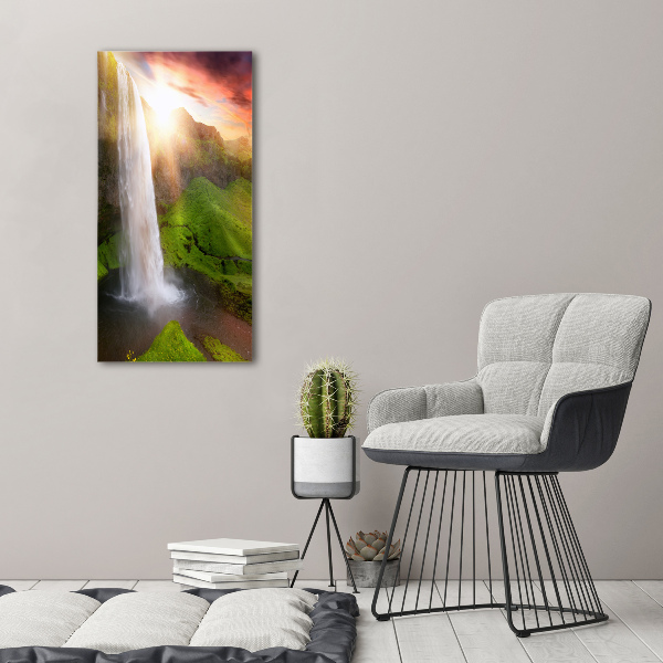 Cuadro canvas decorativo para salón vertical Cascada