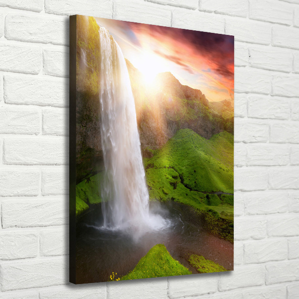 Cuadro canvas decorativo para salón vertical Cascada