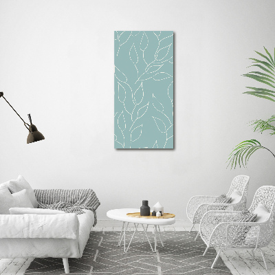 Cuadro canvas decorativo para salón vertical Hojas