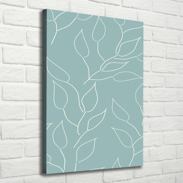 Cuadro canvas decorativo para salón vertical Hojas