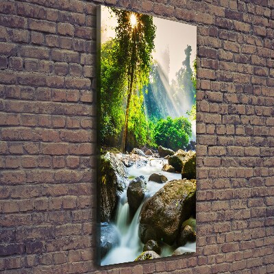 Impresión en lienzo vertical Cascada en el bosque