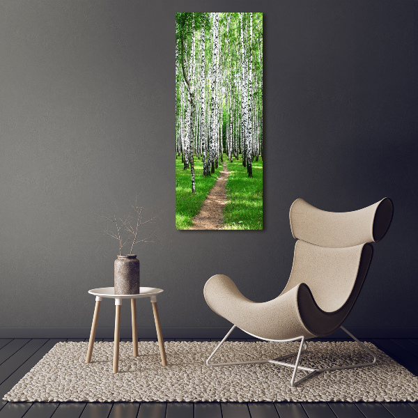 Fotografía en lienzo vertical bosque de abedules