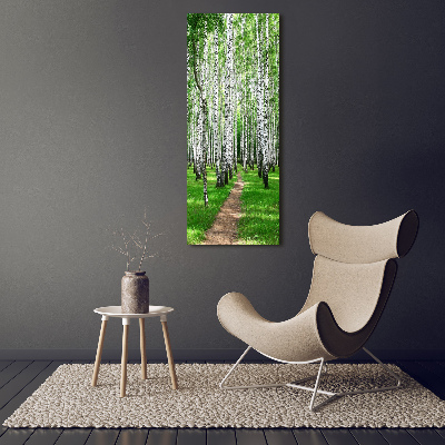 Fotografía en lienzo vertical bosque de abedules