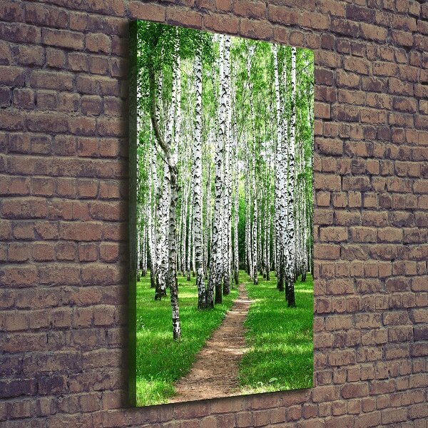 Fotografía en lienzo vertical bosque de abedules