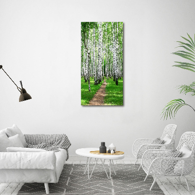 Fotografía en lienzo vertical bosque de abedules