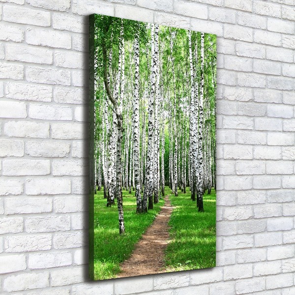 Fotografía en lienzo vertical bosque de abedules