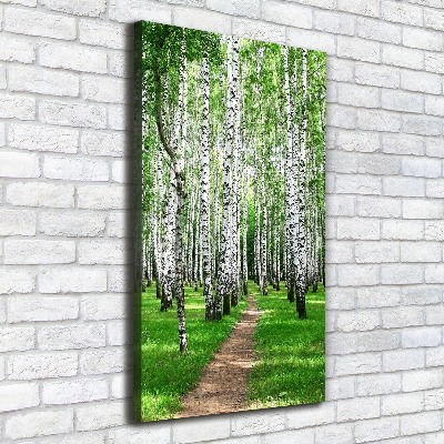 Fotografía en lienzo vertical bosque de abedules