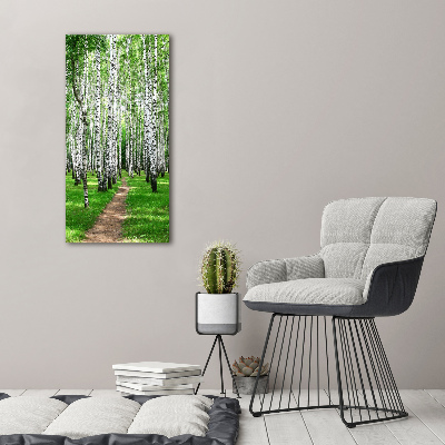 Fotografía en lienzo vertical bosque de abedules