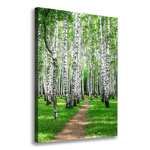 Fotografía en lienzo vertical bosque de abedules