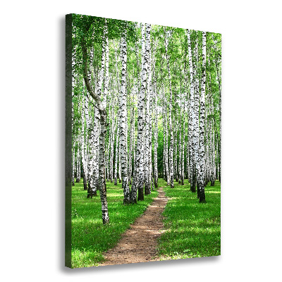 Fotografía en lienzo vertical bosque de abedules
