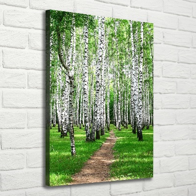 Fotografía en lienzo vertical bosque de abedules