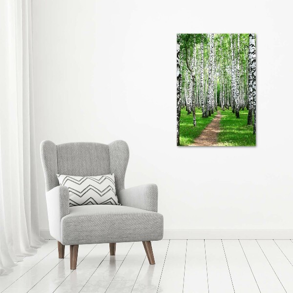 Fotografía en lienzo vertical bosque de abedules