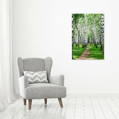 Fotografía en lienzo vertical bosque de abedules