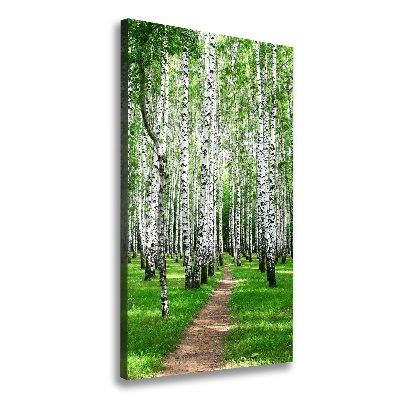 Fotografía en lienzo vertical bosque de abedules