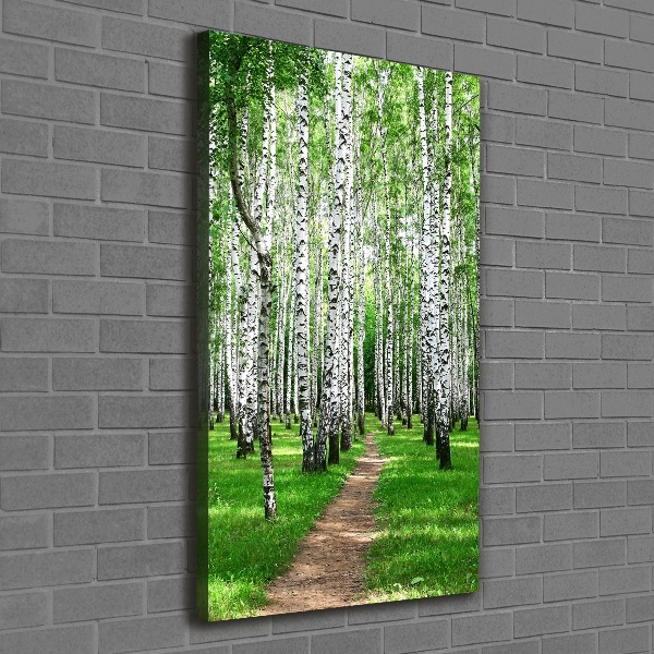 Fotografía en lienzo vertical bosque de abedules