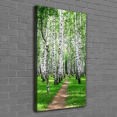 Fotografía en lienzo vertical bosque de abedules