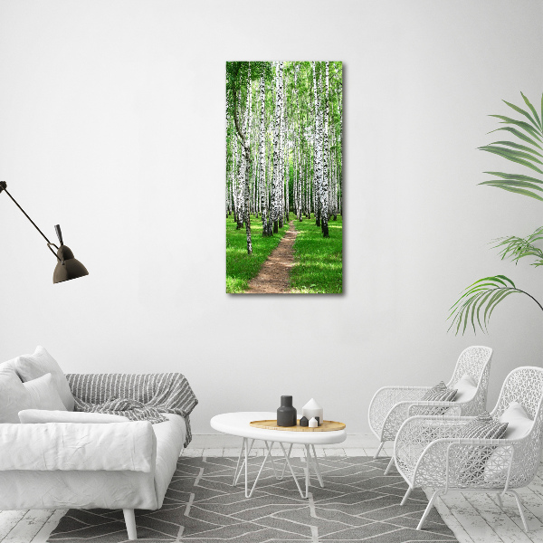 Fotografía en lienzo vertical bosque de abedules