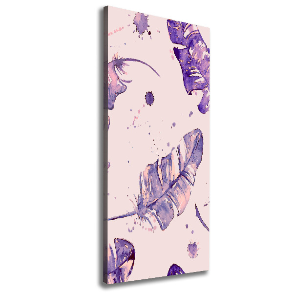 Fotografía en lienzo vertical plumas