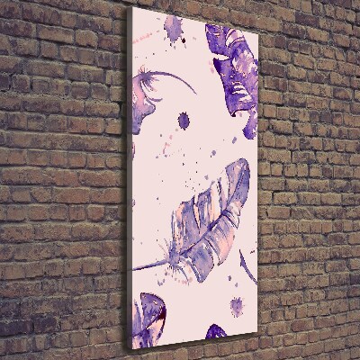 Fotografía en lienzo vertical plumas