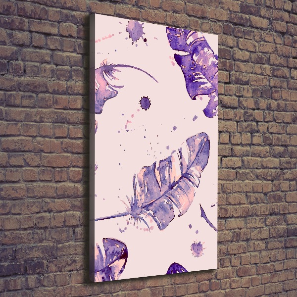 Fotografía en lienzo vertical plumas