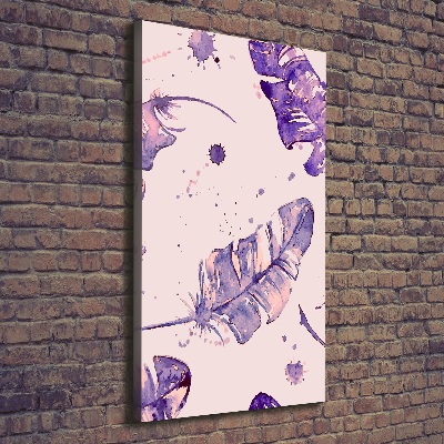 Fotografía en lienzo vertical plumas