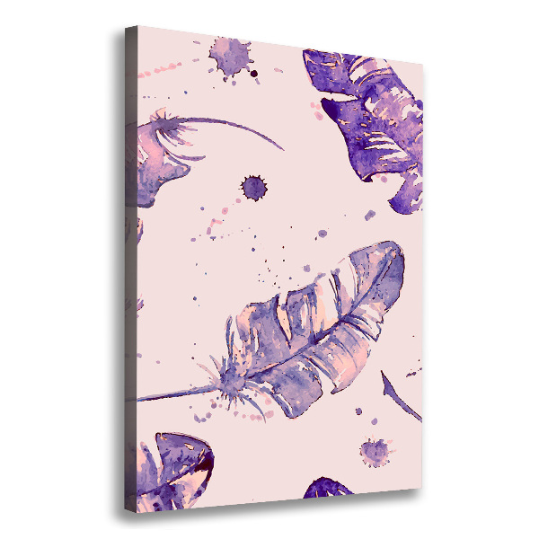 Fotografía en lienzo vertical plumas