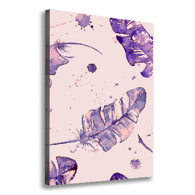 Fotografía en lienzo vertical plumas