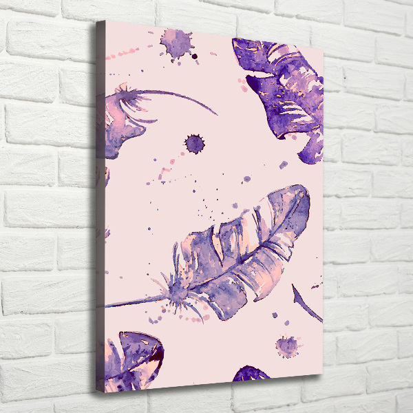 Fotografía en lienzo vertical plumas