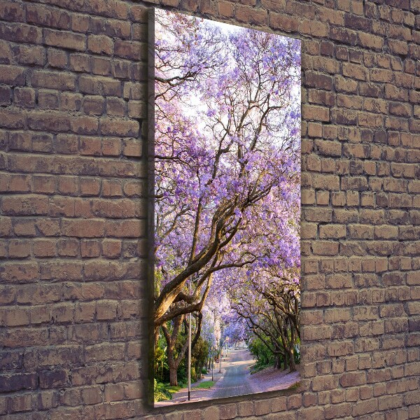 Cuadro moderno en lienzo resistente uv vertical Camino de Jacaranda
