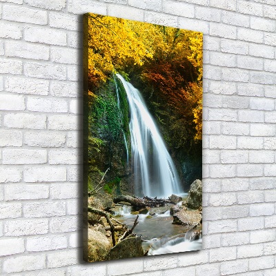 Cuadro canvas decorativo para salón vertical Cascada en el bosque
