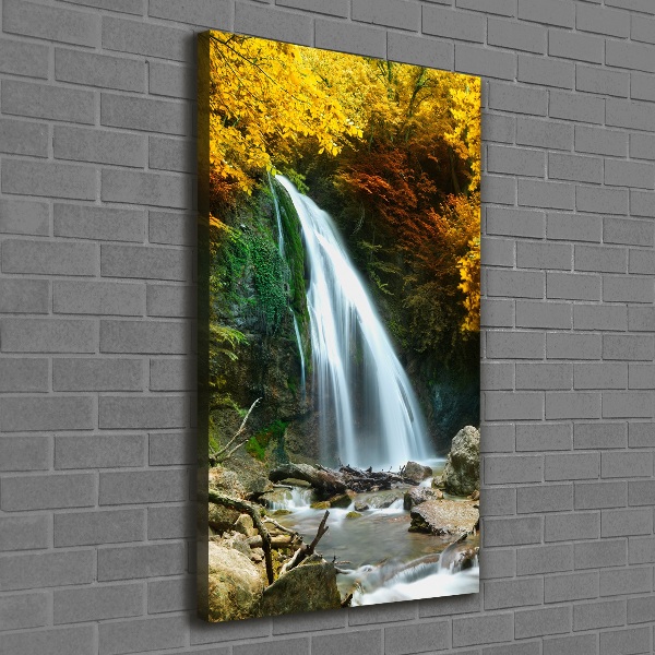 Cuadro canvas decorativo para salón vertical Cascada en el bosque