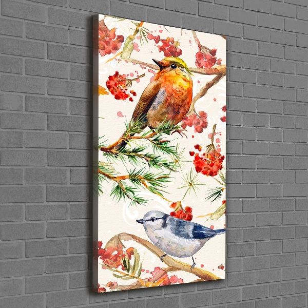 Impresión en lienzo vertical Pájaros y flores