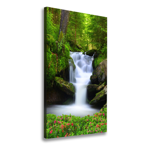 Cuadro canvas decorativo para salón vertical Cascada en el bosque