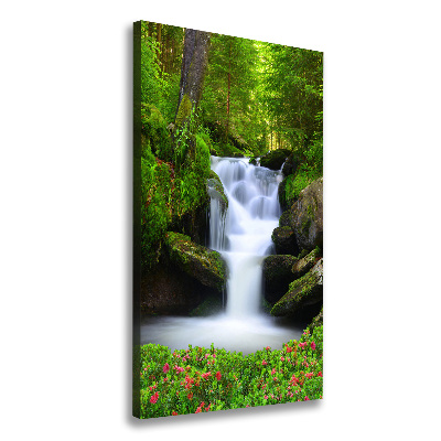 Cuadro canvas decorativo para salón vertical Cascada en el bosque