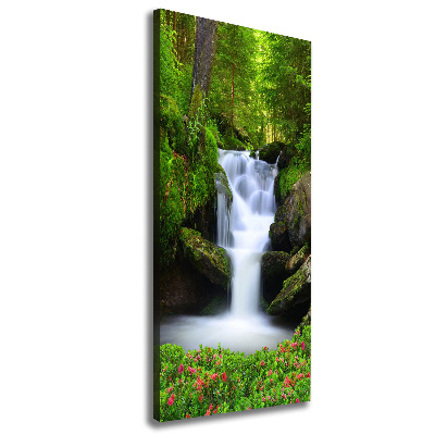 Cuadro canvas decorativo para salón vertical Cascada en el bosque