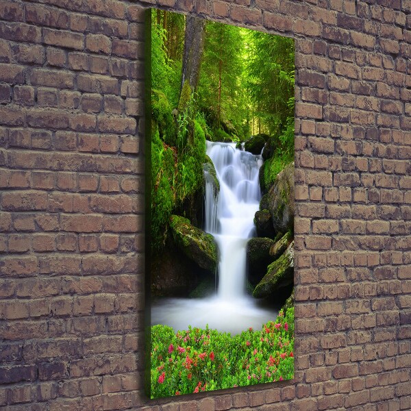 Cuadro canvas decorativo para salón vertical Cascada en el bosque