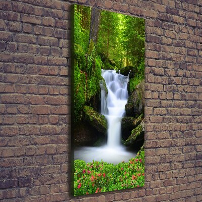Cuadro canvas decorativo para salón vertical Cascada en el bosque