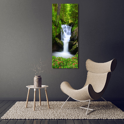 Cuadro canvas decorativo para salón vertical Cascada en el bosque