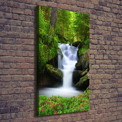 Cuadro canvas decorativo para salón vertical Cascada en el bosque