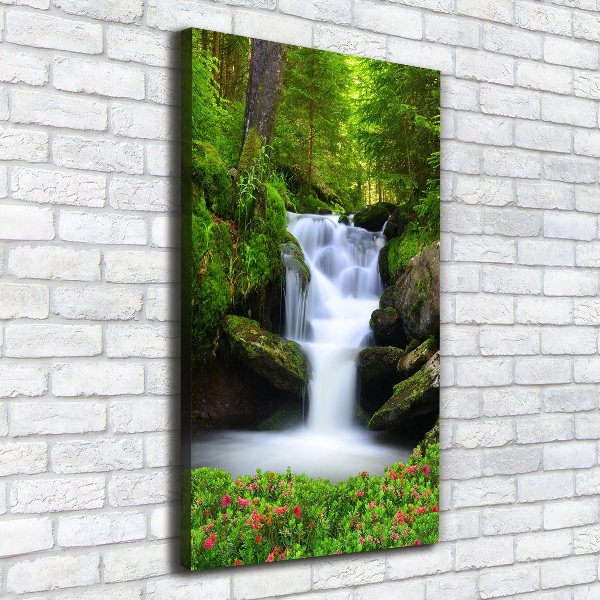 Cuadro canvas decorativo para salón vertical Cascada en el bosque