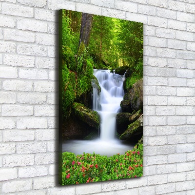 Cuadro canvas decorativo para salón vertical Cascada en el bosque