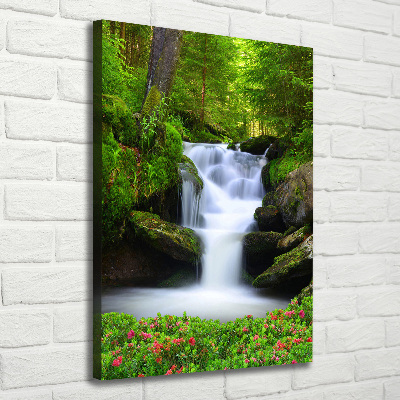 Cuadro canvas decorativo para salón vertical Cascada en el bosque