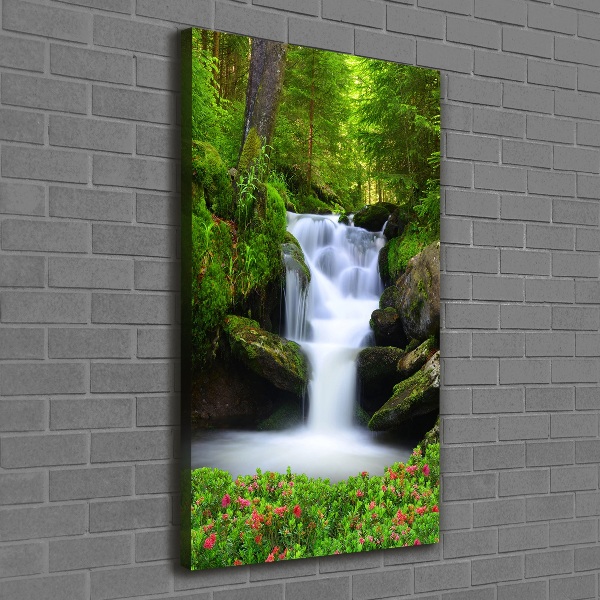Cuadro canvas decorativo para salón vertical Cascada en el bosque