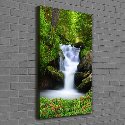 Cuadro canvas decorativo para salón vertical Cascada en el bosque