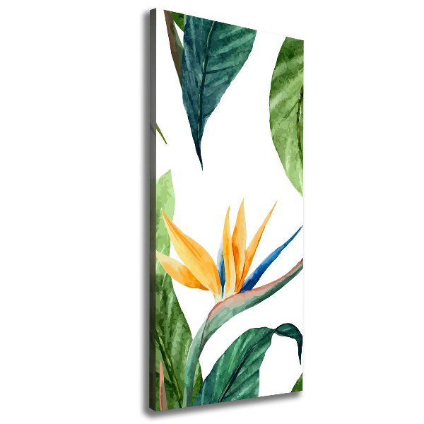 Cuadro canvas decorativo para salón vertical Strelitzia reginae