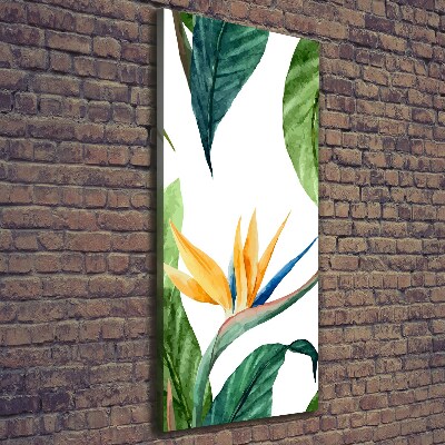 Cuadro canvas decorativo para salón vertical Strelitzia reginae