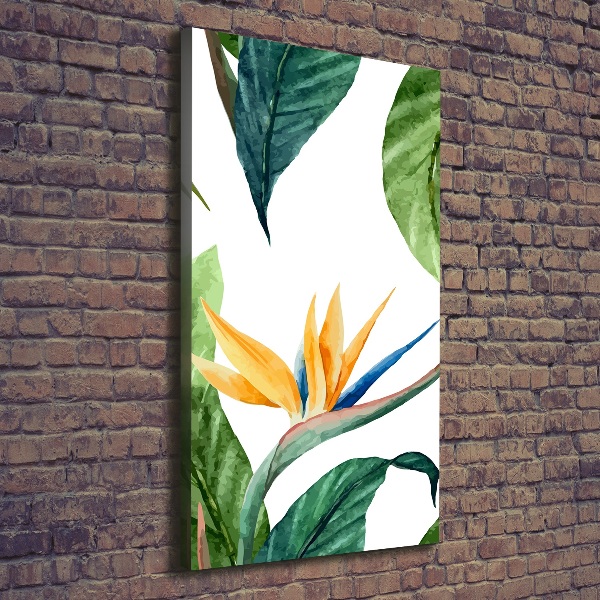 Cuadro canvas decorativo para salón vertical Strelitzia reginae